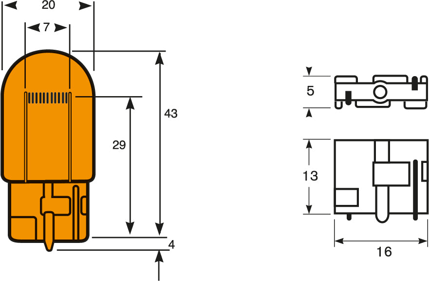 WY21W 12V W3x16d