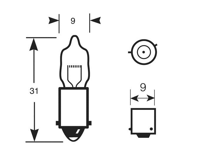 H6W 12V6W BAX9s